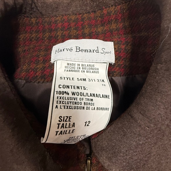 Vintage Hervé Bernard Sport Women's 100% Wool Houndstooth zip up Blazer Size 12 - Picture 7 of 7